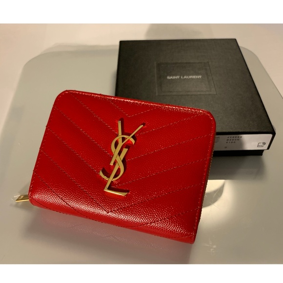 ysl monogram compact zip around wallet
